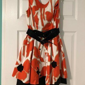 Jessica Simpson Orange Black Structured Dress 6